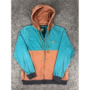 HippyTree Nomad Division Surf & Stone Full Zip Hoodie Teal Rust Orange Mens L